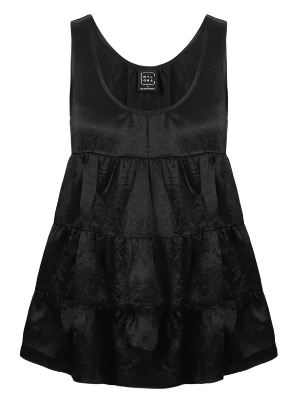 NYLORA Elle Top Satin Black $148 NWT Sz XS